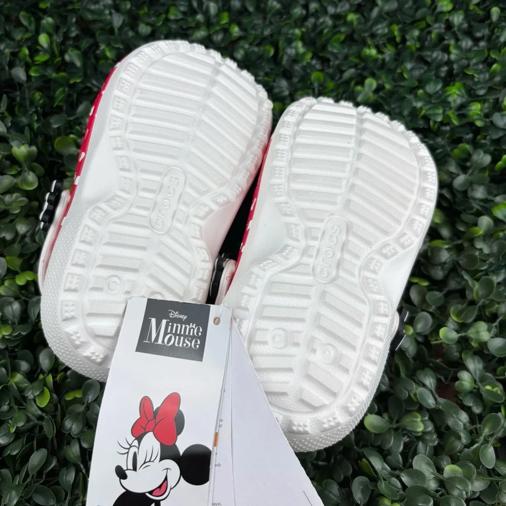 CROCS CLASSIC LINED DISNEY RED POLKA DOT MINNIE BOW SANDALS SIZE 9 KIDS - Picture 4 of 8